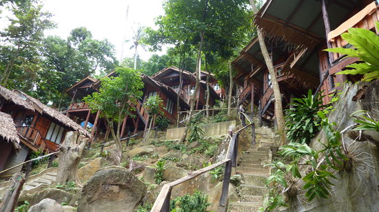 Das war der Aufstieg zum Zimmer. Zum Glueck brauchten wir unsere Rucksaecke nicht tragen.