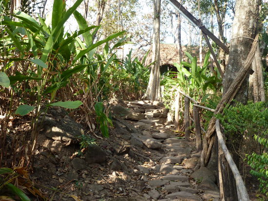der Tropengarten des Seise GH am Tad Lo, oben meine "Huette"