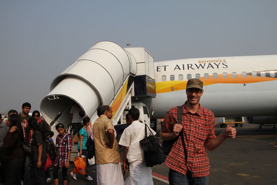 Erich nach der Landung beim Umsteigen.