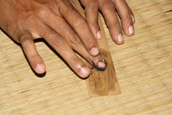 Palmblatt- Zeichnungen Phase 2:
Einfärben.