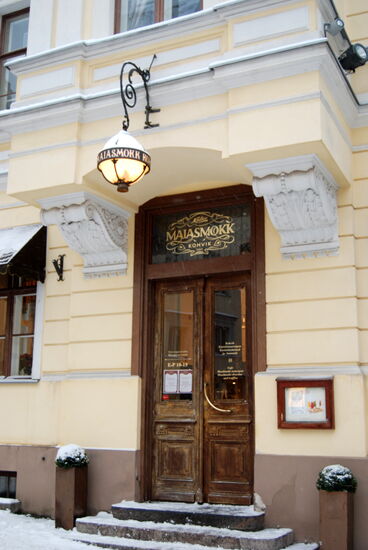 Eingangstür zur Kalev Marzipan-Museumsstube am Suurgildi plats