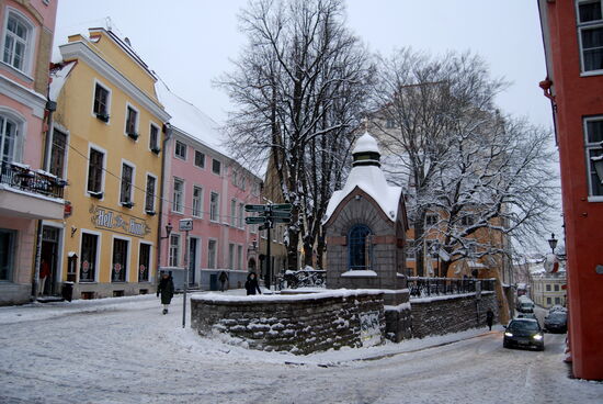 am grünen Markt gabelte sich der Weg, wir folgten weiter dem Weg "Pikk" oberhalb