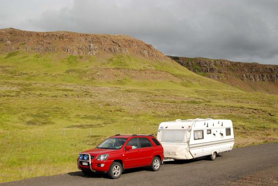 Rast auf der Straße 60 nach dem Abzweig ins Gebirge