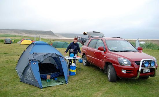 auf dem Campingplatz Breiðavík