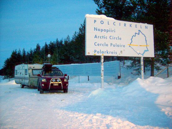 Am Polarkreis kurz vor Jokkmokk.