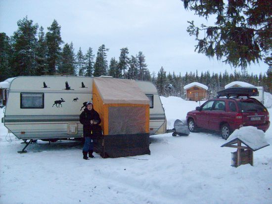Unser Platz in Skabram 3km westlich von Jokkmokk.