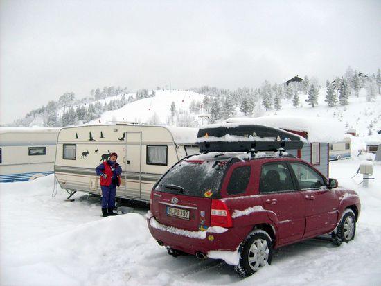 Der Campingplats mitten im Skigebiet.