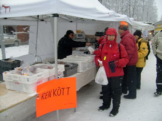 Hier gibt es Rentierfleisch.