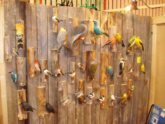 Naturgetreue Vögel aus Holz