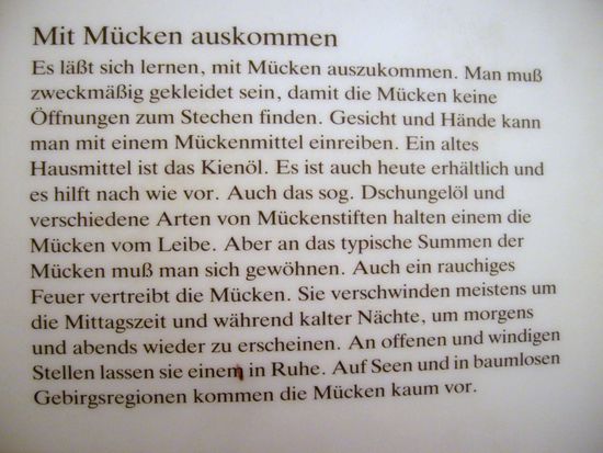 und Empfehlungen.
Wenn die Touristen weg sind, sind auch die Mücken wieder weg.