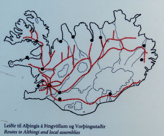 Reisewege nach Þingvellir in alter Zeit