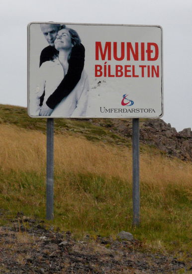 so wirbt man in Ísland für das Anlegen des Sicherheitsgurtes