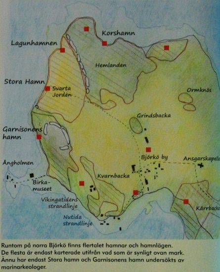 Birkas Häfen
(dünn die heutige Küstenlinie durch die Landhebung)