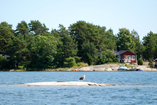 an manchen Stellen gibt es flache Stein, die nur knapp aus dem Wasser ragen