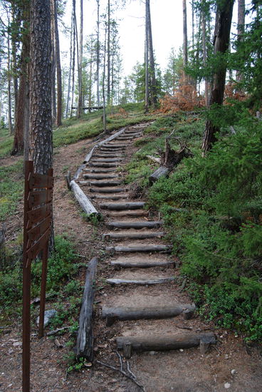 am östlichen Ende des 8 km-Rundweges ging es nach kurzem Abstieg über einige Stufen wieder bergauf