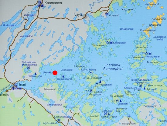 Lage der Insel im Inari-See