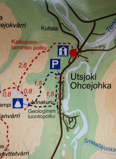 Tafel am Informationszentrum "i", vom Parkplatz aus gingen wir den grünen Weg 2x1,5 km.