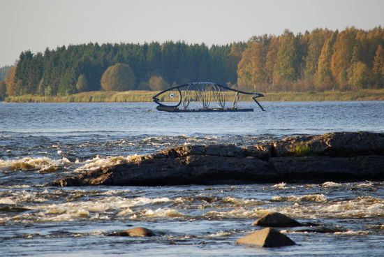 der Fisch markiert den oberen nördlichen Beginn der Stromschnellen
