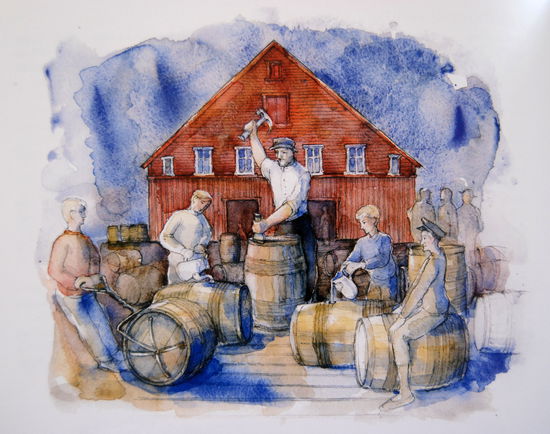 im Haus wurden Aquarelle zum Thema ausgestellt