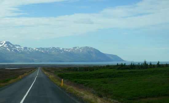 wir fuhren weiter auf der 87 in Richtung Húsavík, die Bucht Skjálfandi kam in Sicht