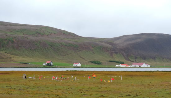 auf einigen Inseln im Kotatjörn standen Vögelscheuchen