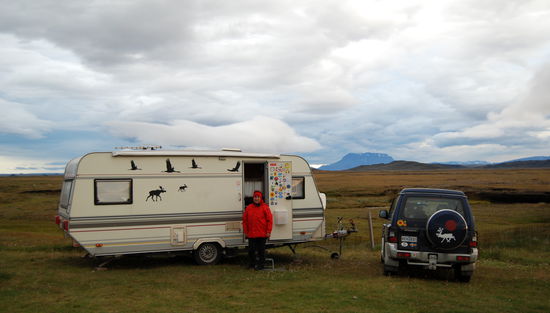 unser Stellplatz mit Blick auf die Herðubreið