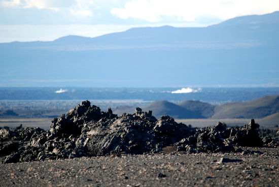 dann bekamen wir den Blick auf das neue noch dampfende Lavafeld