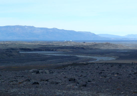 die Zuflüsse der Jökulsá á Fjöllum, die durch das neue Lavafeld verdrängt wurde