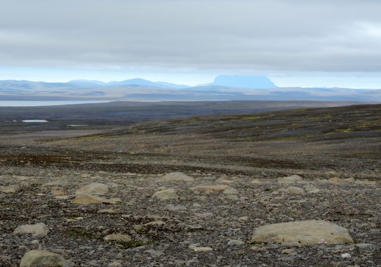 Blick über das Tal in Richtung Herðubreið