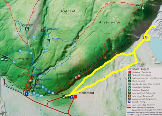unsere Wanderung auf der Tafel am Informationszentrum