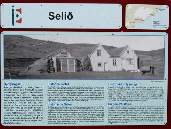 Beschreibung des  alten Hofs Selið am Informationszentrum