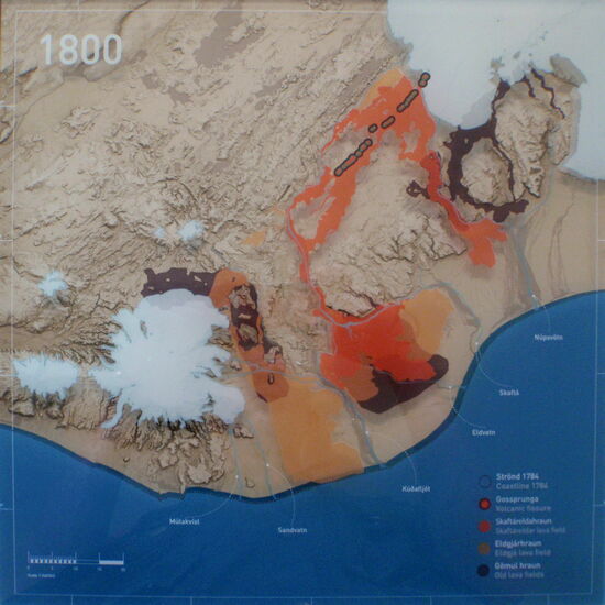 im Informationszentrum: Darstellung der Laki-Ausbrüche