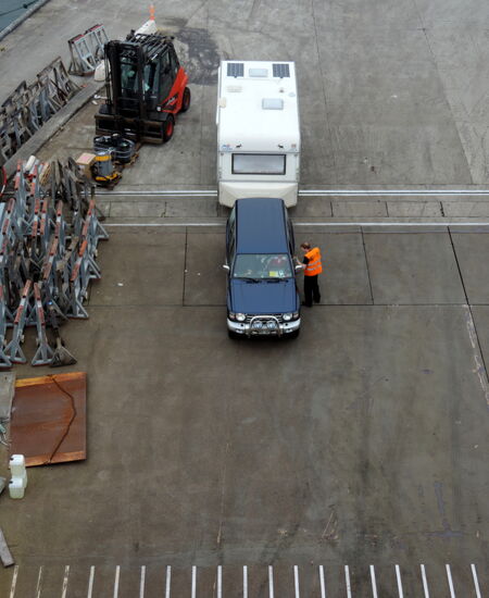 unser Gespann auf der Rampe