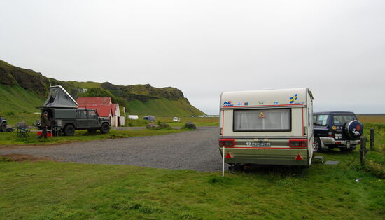 auf dem Campingplats am Seljalandsfoss