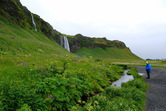 unsere Wanderung zum Seljalandsfoss am Abend