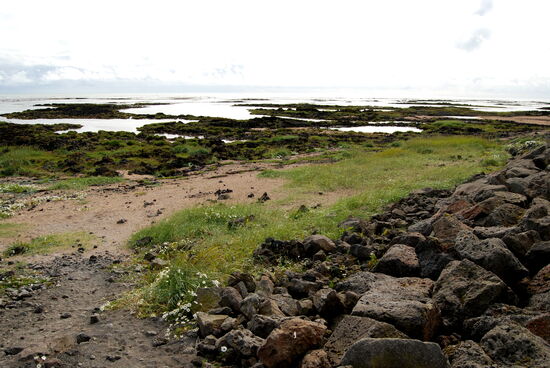 die Reste des Lavastroms im Meer