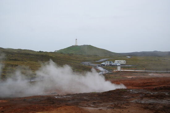 Blick zurück zum Parkplatz und Reykjanesviti