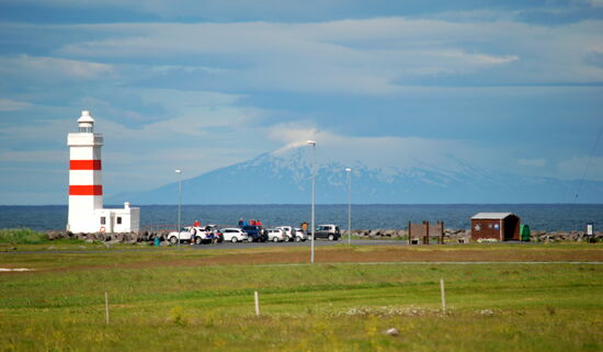 der alte Leuchtturm mit Snæfellsjökull