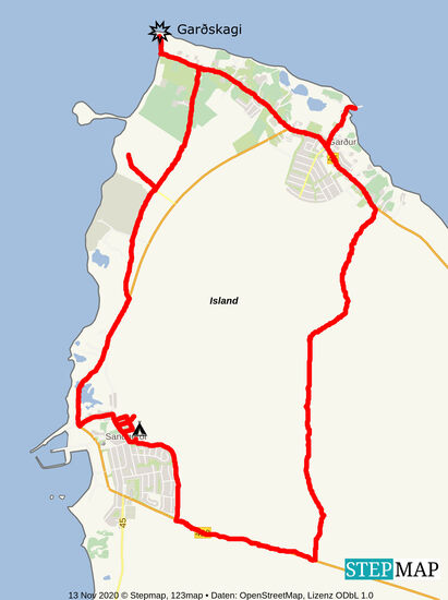 unsere Rundfahrt: oben links die Leuchttürme, oben rechts der Hafen
