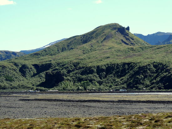 die Station Húsadalur auf der Þórsmörk-Seite des Markarfljót.