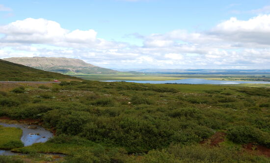 Blick vom Parkplatz an der 365 über den Laugarvatn