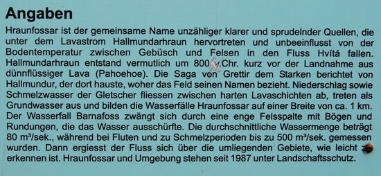 deutsche Beschreibung der Hraunfossar