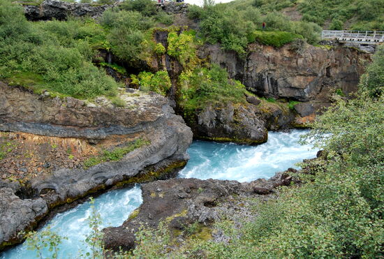 die Hvitá zwischen Hraunfossar und Barnafoss