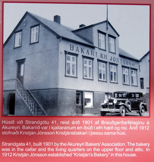 altes Bild der Bäkerei auf einer Infotafel