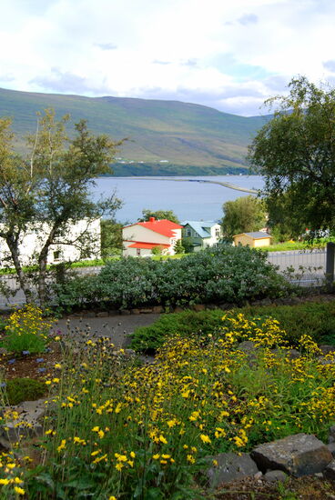 Blick zum Fjord hinunter