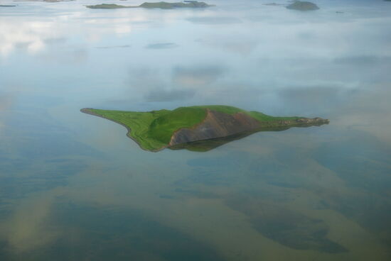 die Insel Sviðinsey im Mývatn