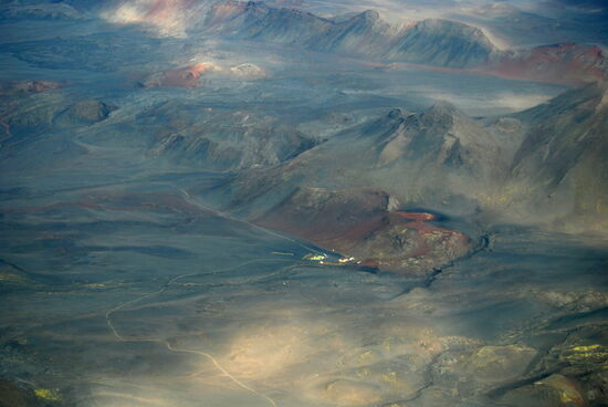 wir überflogen Sigurðarskáli, die Station von Kverkfjöll, wo wir 2016 übernachteten