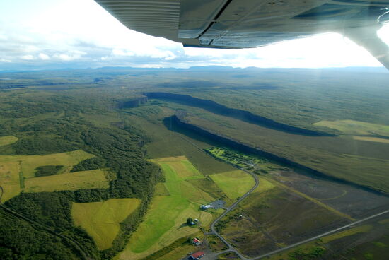 Ásbyrgi mit dem Campingplats, wo wir 2016 übernachtet hatten