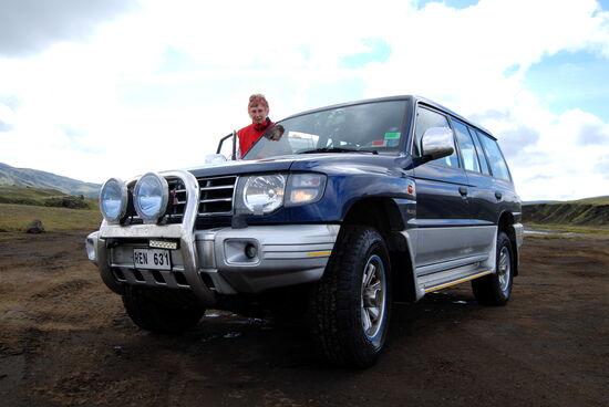 unser Pajero nach der Wasserdurchfahrt