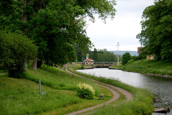 die Schleuse Tåtorp kam in Sicht, eine der beiden noch handbetriebenen
